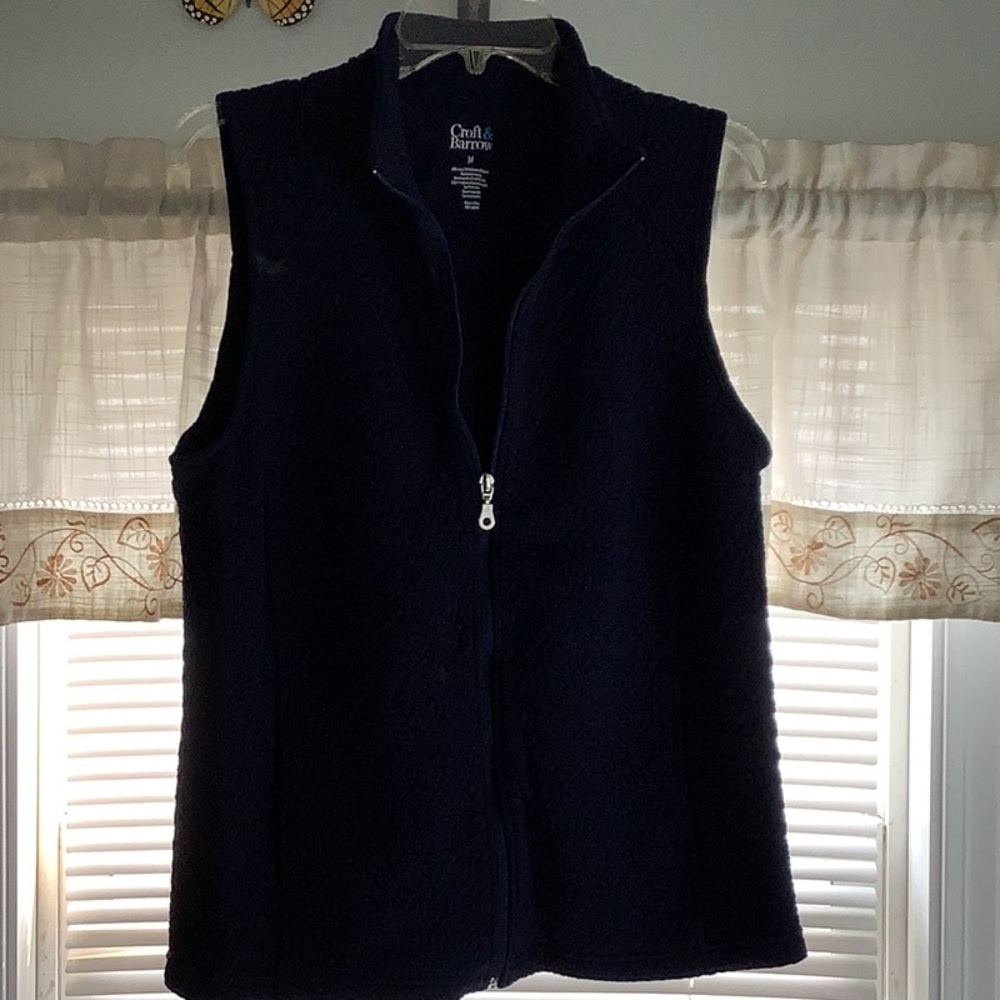 croft & barrow Navy Fleece Zip-Up Vest